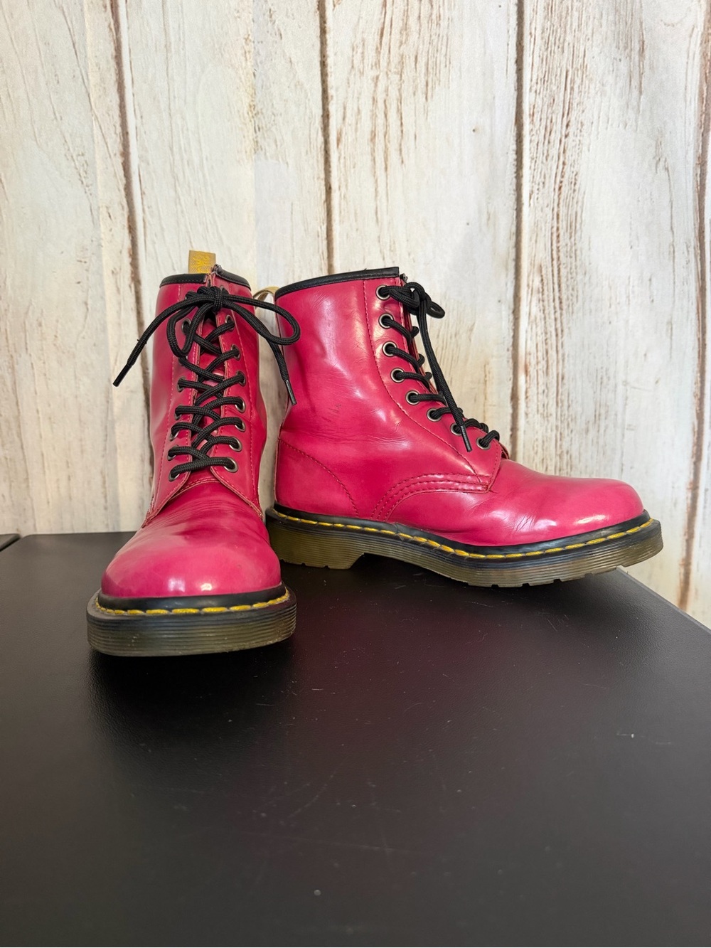 Dr. Martens Vegan 1460 Hot Pink Patent Leather 8-Еуe Boots Size UK 4 / US 6